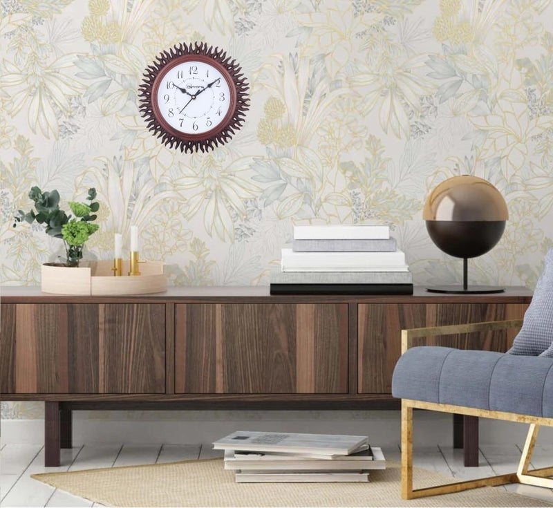De'rons De’rons Designer Wooden Look Plastic Quartz Wall Clock Watch for Home Kitchen Bedroom Hall Living Room Office (DC-027 Brown) - Image 2