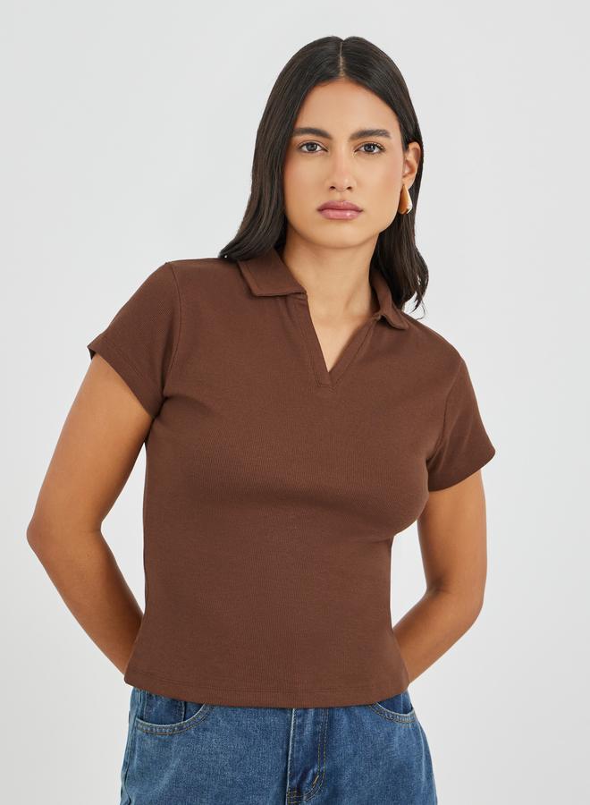 Styli Styli Plain Short Sleeve Regular Fit Polo T-Shirt - Image 1