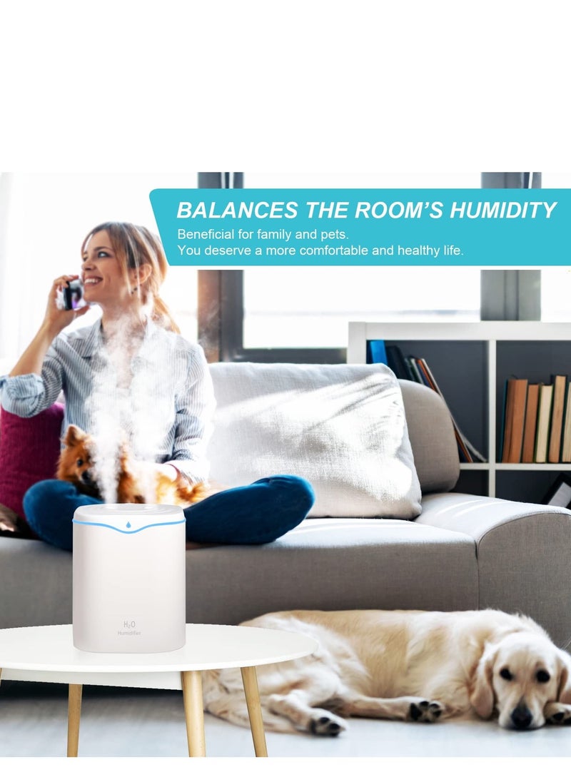 Arabest - Humidifiers for Bedroom, 2L Cool Mist Humidifier for bedroom, USB Portable Desk Humidifier, Quiet Ultrasonic Humidifier with 2 Mist Modes and 7-Color Light, Auto Shut-Off, for Travel & home - Image 1