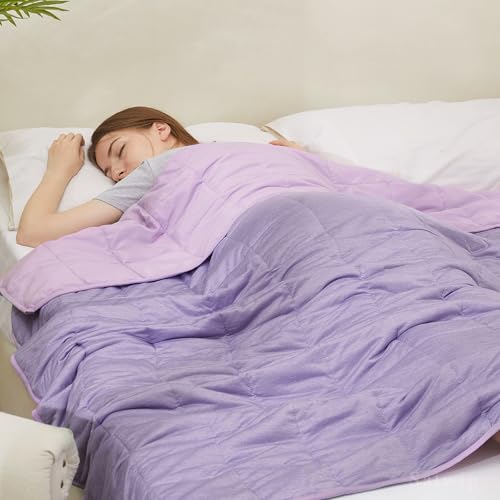 Satwip Cooling Weighted Blanket 15 lbs Cool Moire Jersey Bed Blanket Twin Size for Hot Sleeper with Soft Breathable Sanded, 48 x 72 inches, Purple - Image 5