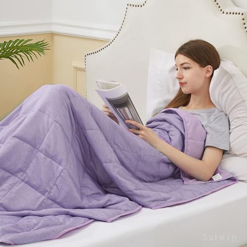 Satwip Cooling Weighted Blanket 15 lbs Cool Moire Jersey Bed Blanket Twin Size for Hot Sleeper with Soft Breathable Sanded, 48 x 72 inches, Purple - Image 4