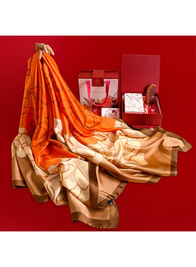 Hang Silk House Hangsi Mansion Silk Scarf Gift Box Set Group Purchase Souvenir For Women Practical Mother's Day Gift For Mother Elderly Birthday Gift Surprising Swan + Comb - Image 1