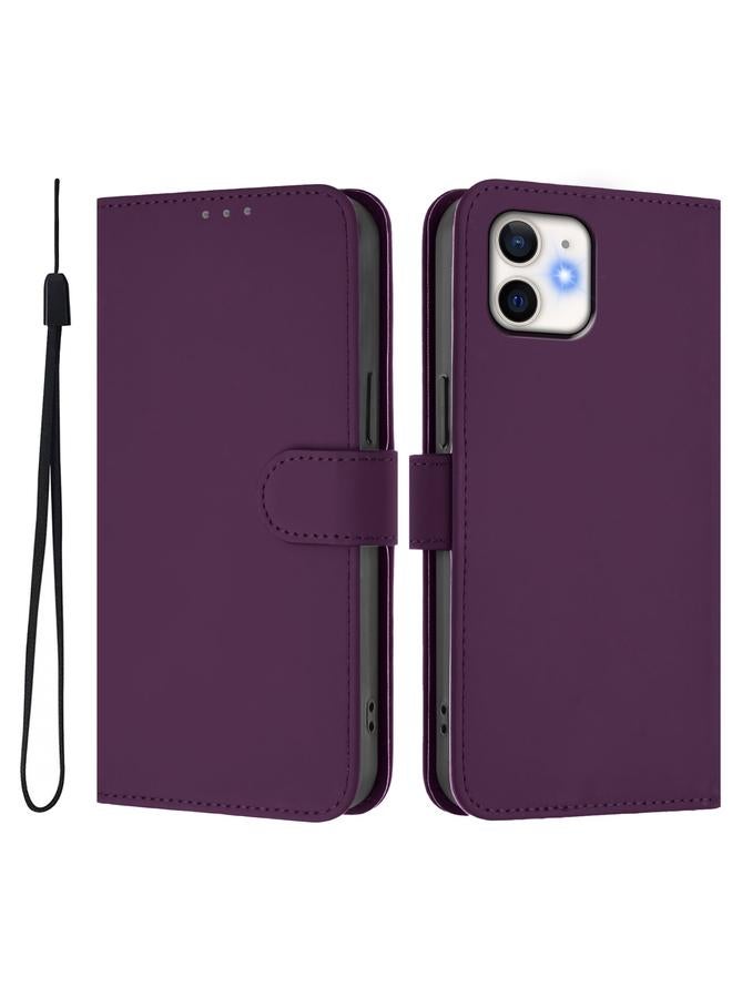 S-TOP Case For iPhone 12 / 12 Pro Skin Feel Solid Color Leather Phone Case with Lanyard - Image 2