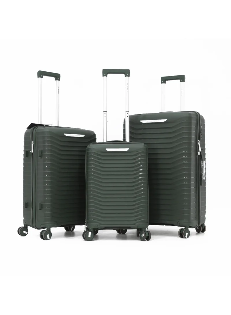 إلنترا Hardshell Luggage Spinner Trolley Bag 3 Pieces Set,Green (S-20",M-24",L-28")