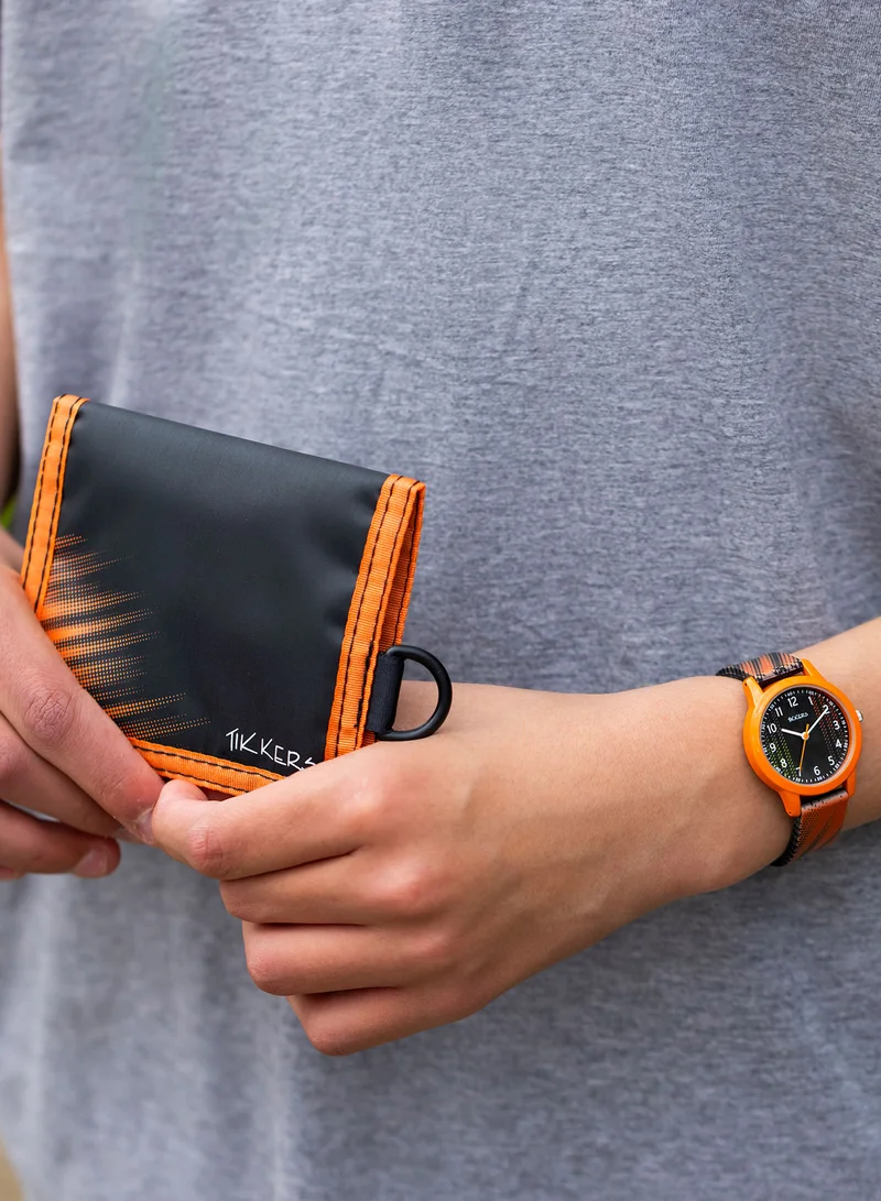 Tikkers Tikkers Black & Orange Football Watch, Necklace and Wallet Gift Set - ATK1108