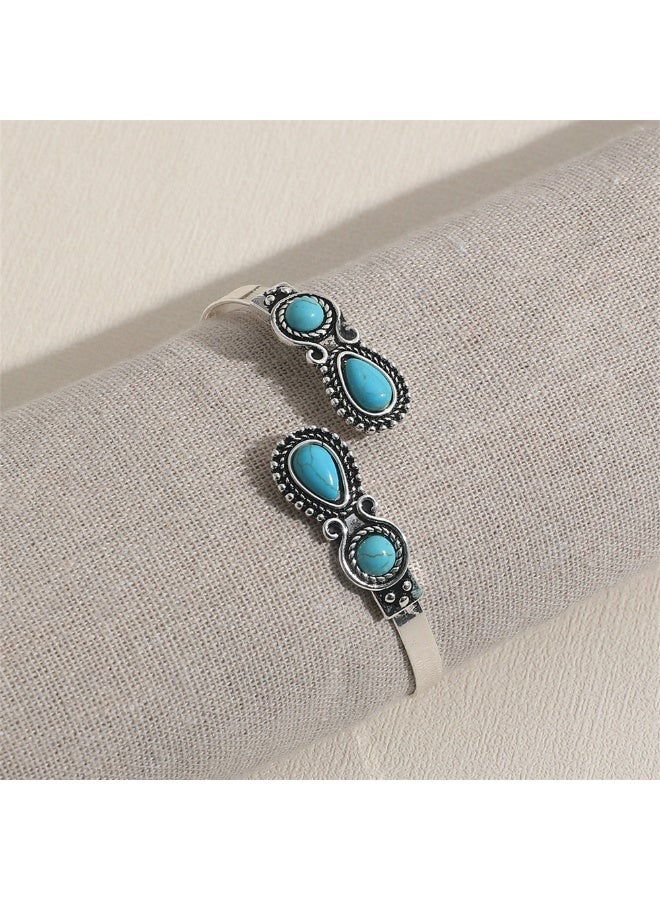 Vintage Style Alloy Turquoise Open Cuff Bracelet for Women – Bohemian Bracelet Jewelry - Image 3