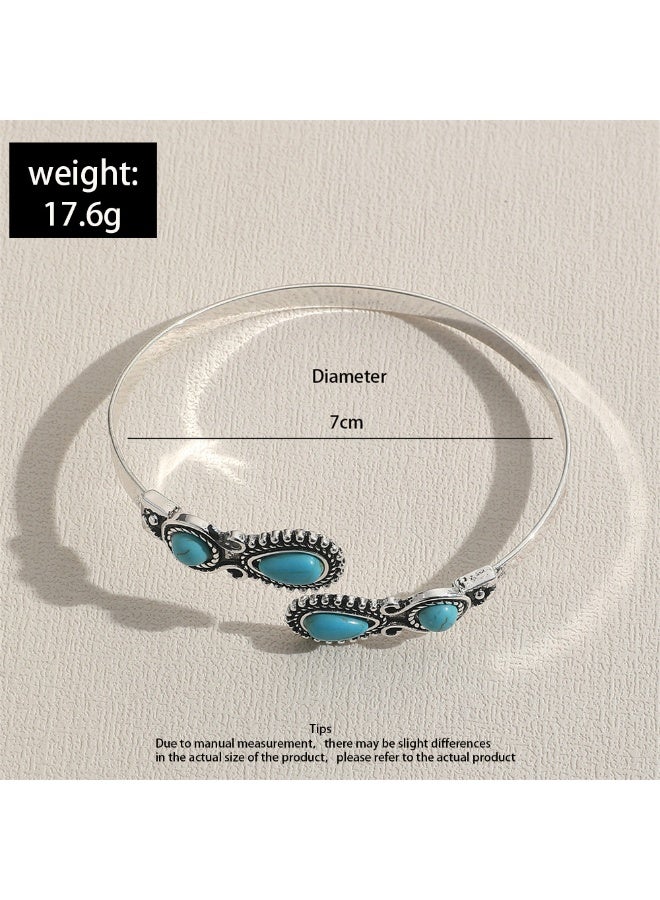 Vintage Style Alloy Turquoise Open Cuff Bracelet for Women – Bohemian Bracelet Jewelry - Image 2