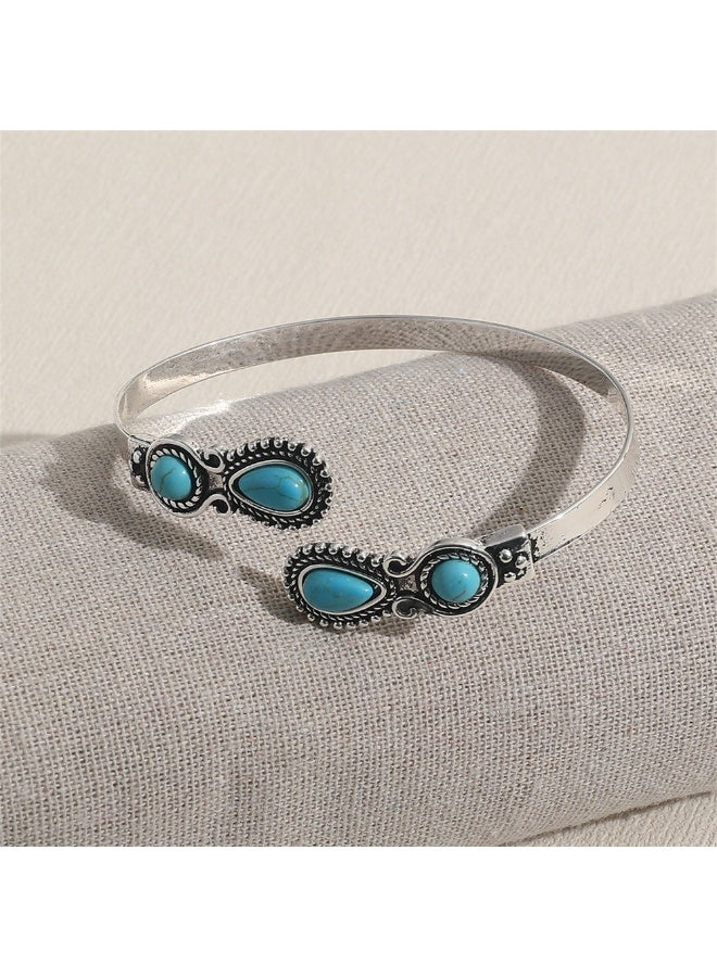 Vintage Style Alloy Turquoise Open Cuff Bracelet for Women – Bohemian Bracelet Jewelry - Image 4