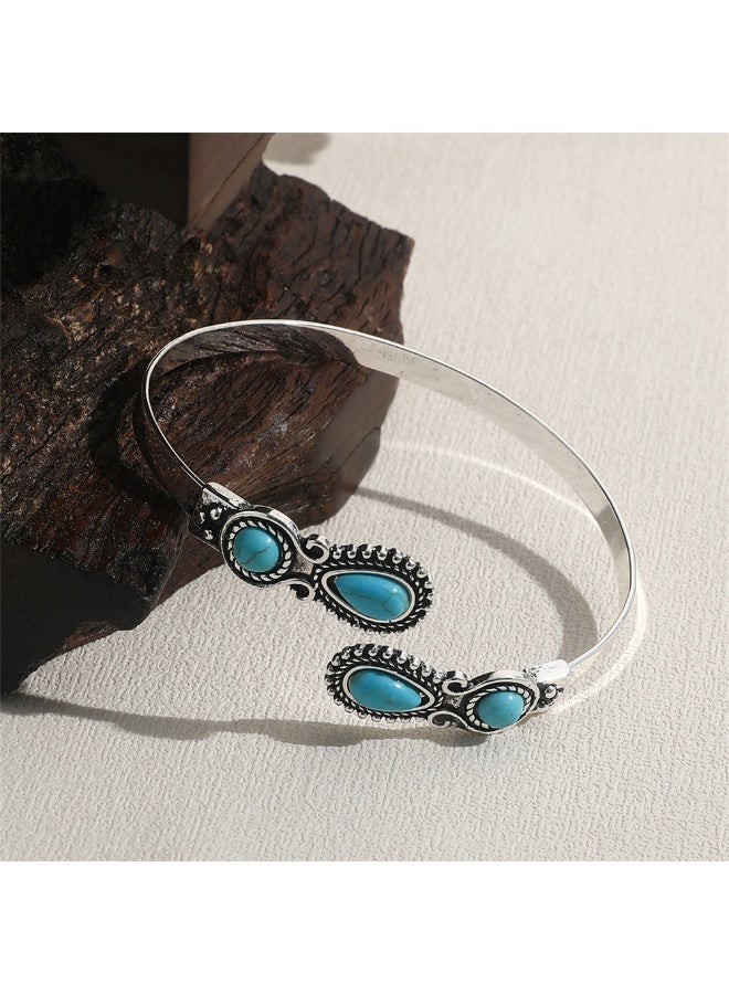 Vintage Style Alloy Turquoise Open Cuff Bracelet for Women – Bohemian Bracelet Jewelry - Image 5