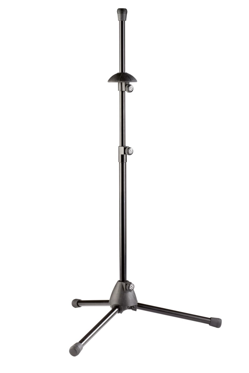 KM K&M - Konig & Meyer 14985.000.55 Trombone Stand - Industry Standard Fits Trombones and Marching Baritone Horns - Sturdy Folding Leg Base - Professional Grade for all Musicians - German Made - Black - Image 1