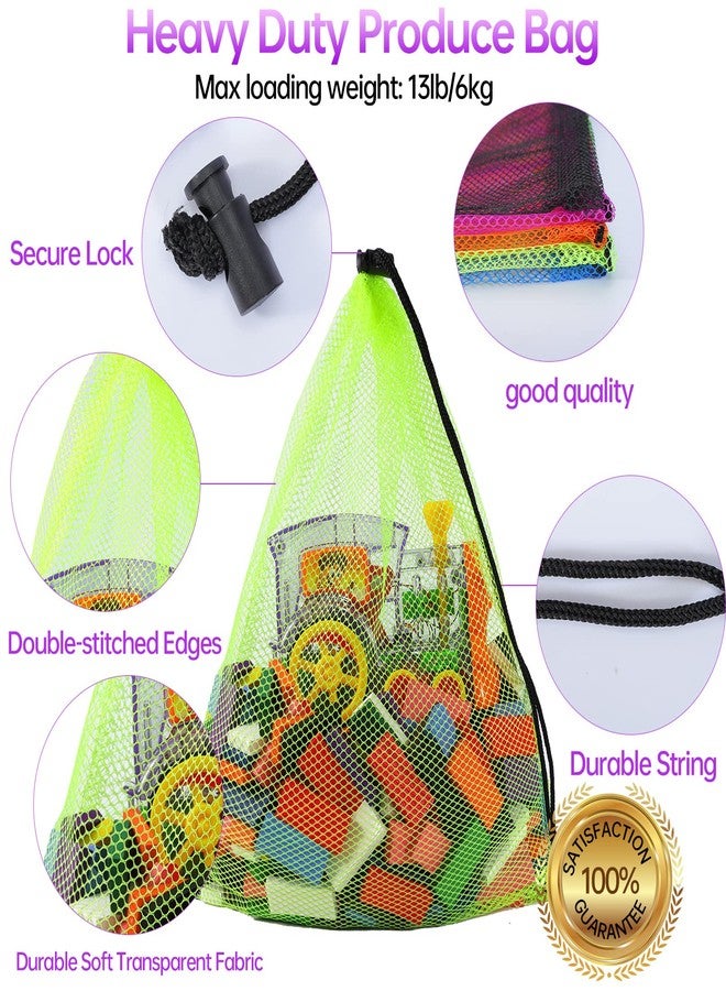 Visen 24 Colorful Mesh Drawstring Bags - Storage Mesh Stuff Sacks, Net Bags for Collecting Toys, Travel, Sports, Laundry, Gym - 11.8x17.7 Inches - Image 3