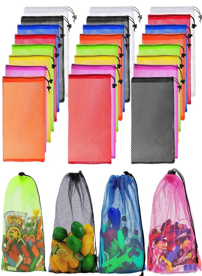 Visen 24 Colorful Mesh Drawstring Bags - Storage Mesh Stuff Sacks, Net Bags for Collecting Toys, Travel, Sports, Laundry, Gym - 11.8x17.7 Inches - Image 1