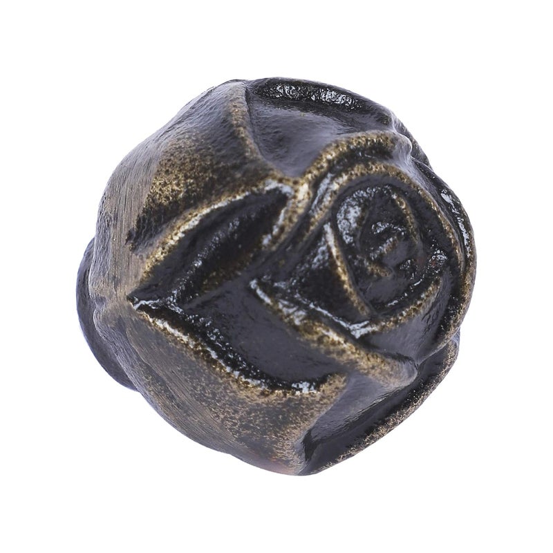Two Moustaches Handcrafted Rose Bud Flower Design Drawer Pull Attractive Wardrobe Cabinet Knobs for Home Office KitchenAntique BrassPack of 6 - Image 2