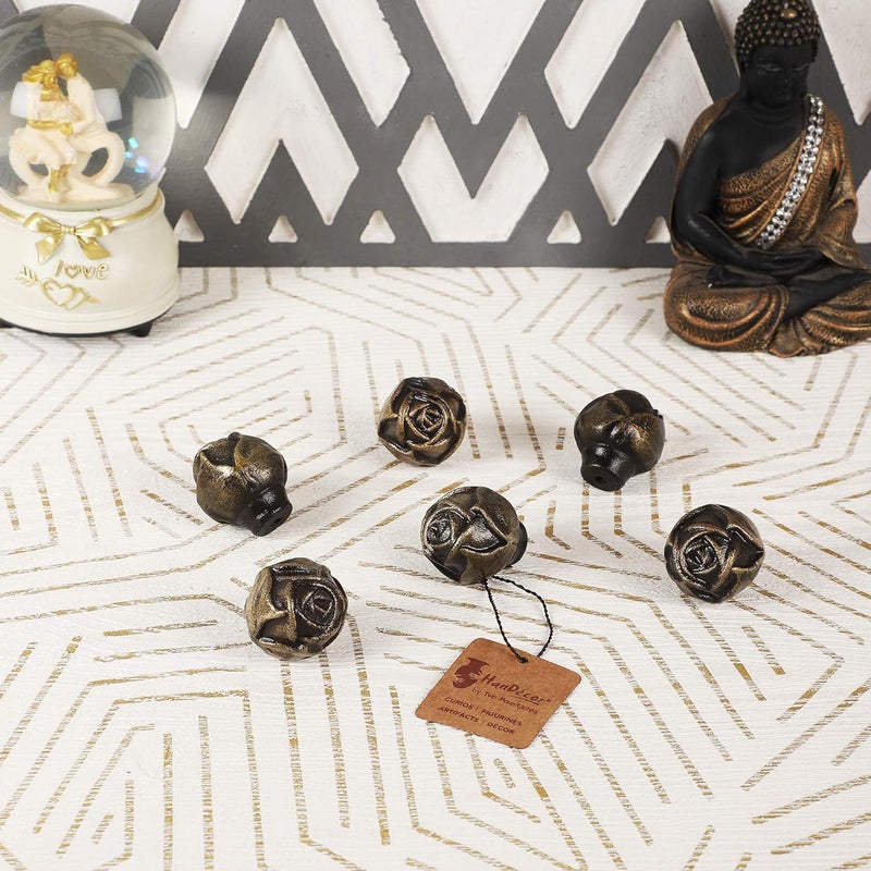 Two Moustaches Handcrafted Rose Bud Flower Design Drawer Pull Attractive Wardrobe Cabinet Knobs for Home Office KitchenAntique BrassPack of 6 - Image 1