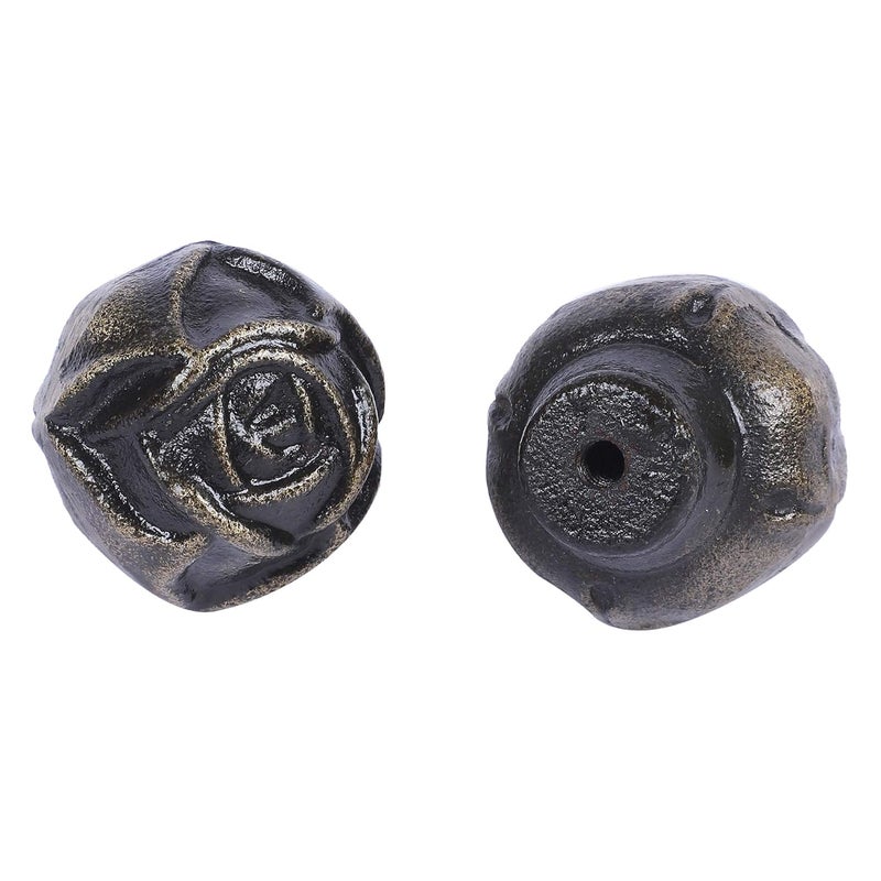 Two Moustaches Handcrafted Rose Bud Flower Design Drawer Pull Attractive Wardrobe Cabinet Knobs for Home Office KitchenAntique BrassPack of 6 - Image 3