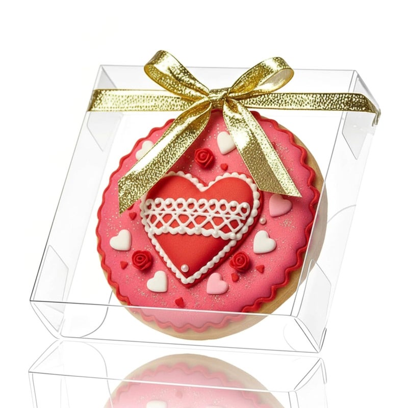 ROSPAKTEK 50Pcs 4x4x1.2inch Clear Single Cookies Boxes with Full Window Macaron Boxes with Full Window for Cookies, Macarons, Brownies, Small Treats, Candy, Mini Pies - Wedding, Birthday Party - Image 1