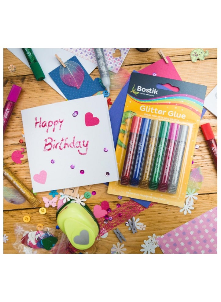 Bostik Bostik Glitter Glue 6 Pens + Blu Tack Square Blue Pack of 2 Back to School Bundle Offer  - Image 5