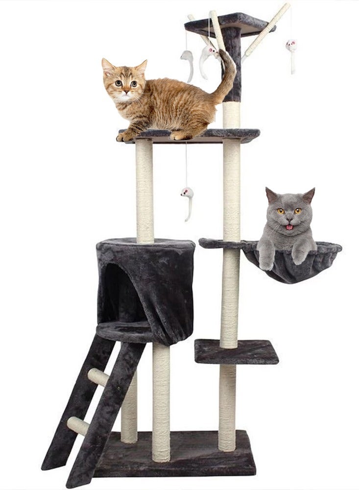 Kidle Multi-layer Cat Tree House Cat Scratching Post With Hanging Toy Kitten Toy Cat Play Sleep Activity Cat Climbing Frame - Image 1
