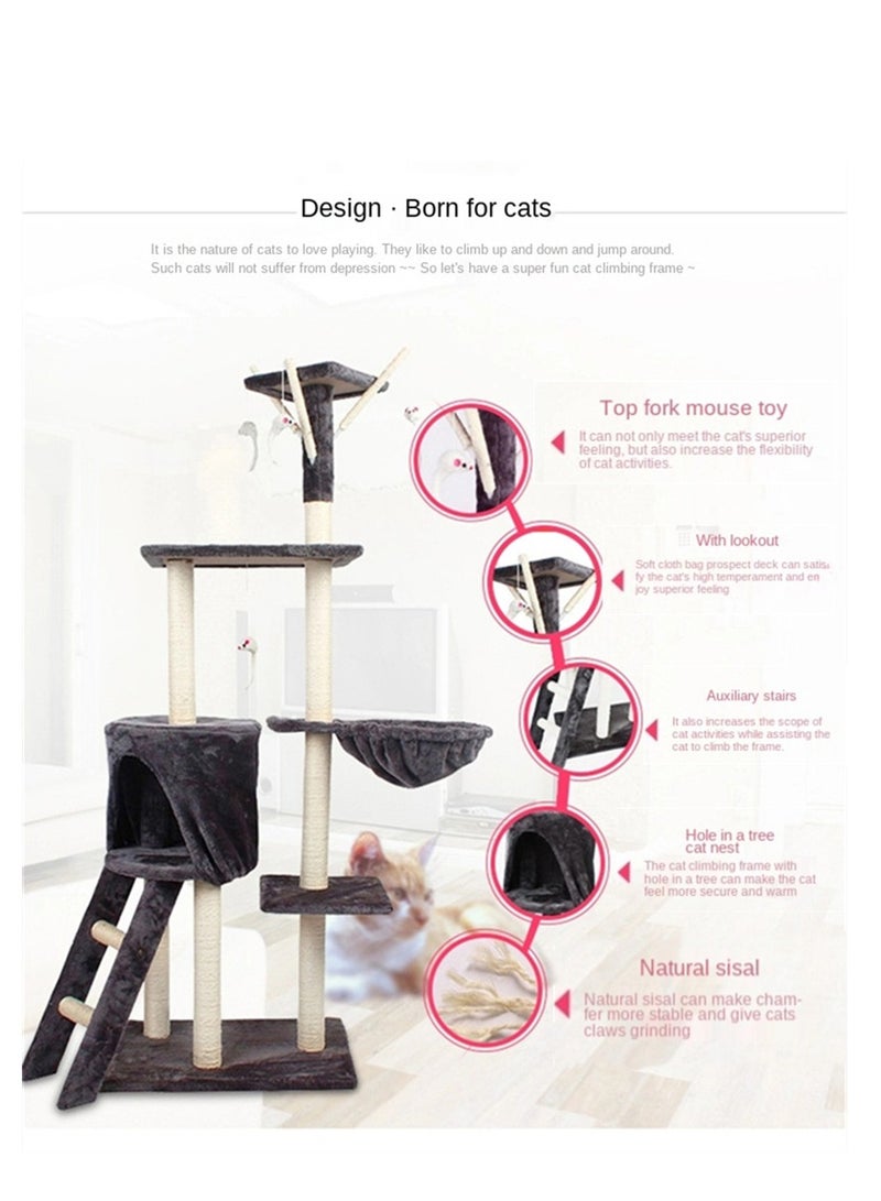 Kidle Multi-layer Cat Tree House Cat Scratching Post With Hanging Toy Kitten Toy Cat Play Sleep Activity Cat Climbing Frame - Image 2