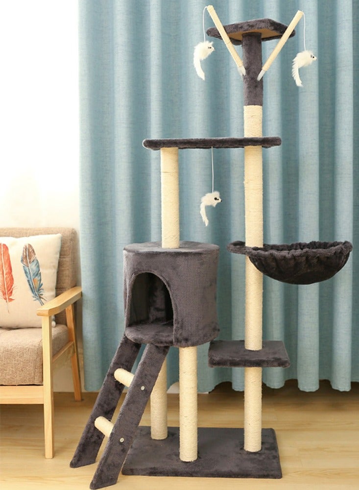 Kidle Multi-layer Cat Tree House Cat Scratching Post With Hanging Toy Kitten Toy Cat Play Sleep Activity Cat Climbing Frame - Image 4