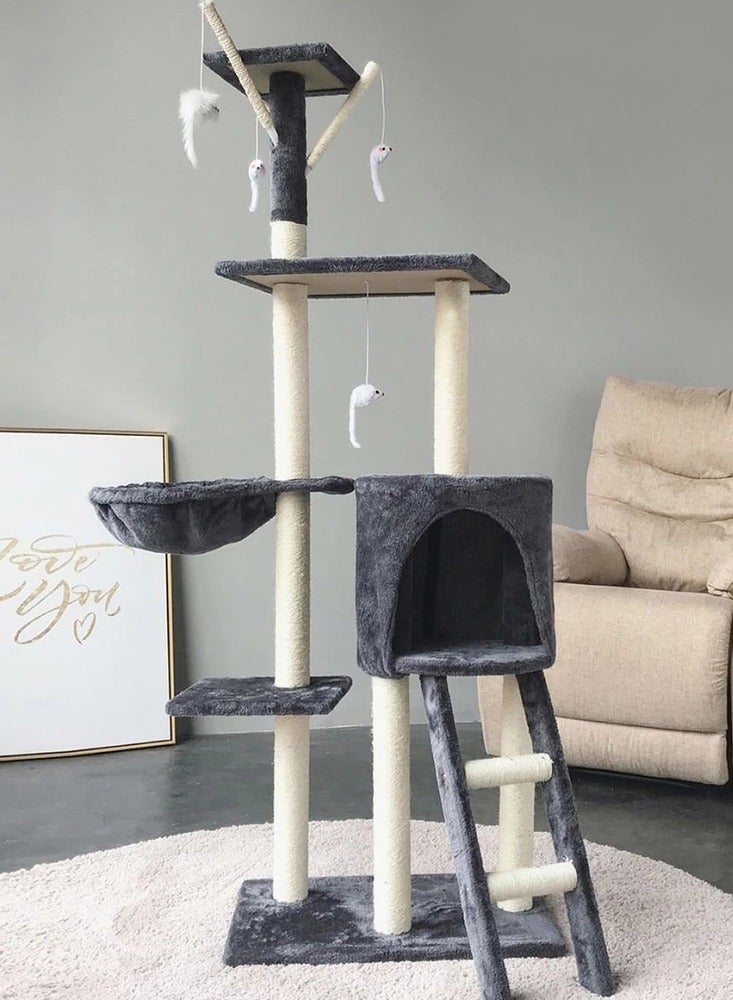 Kidle Multi-layer Cat Tree House Cat Scratching Post With Hanging Toy Kitten Toy Cat Play Sleep Activity Cat Climbing Frame - Image 5