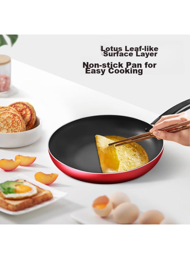 COOKER KING Chuidahuang مقلاة غير لاصقة للاستخدام المنزلي، مقلاة للستيك والبيض، 26 سم، دخان منخفض، متوافقة مع موقد التحريض، أحمر صيني، Wg46277 - Image 1