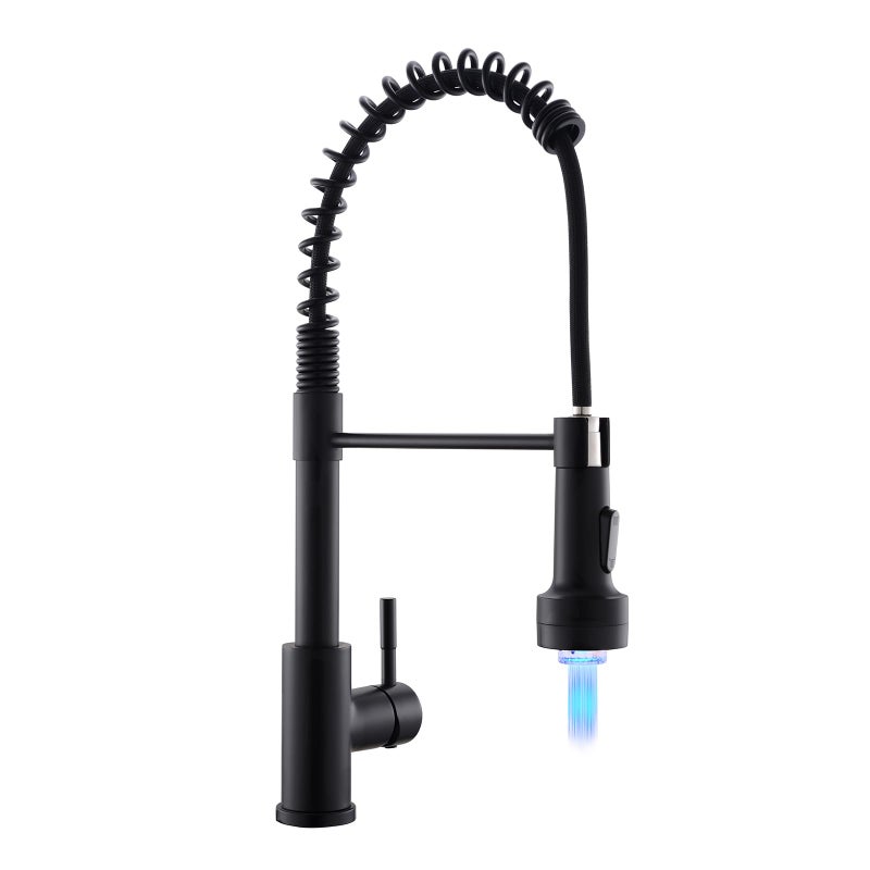 GIMILI Black Kitchen Faucet with Pull Down Sprayer Single Hole Stainless Steel LED Faucet, Suitable for Farmhouses, RV, Laundry Room, Outdoor, and Campers. Llave para fregadero de cocina - Image 1