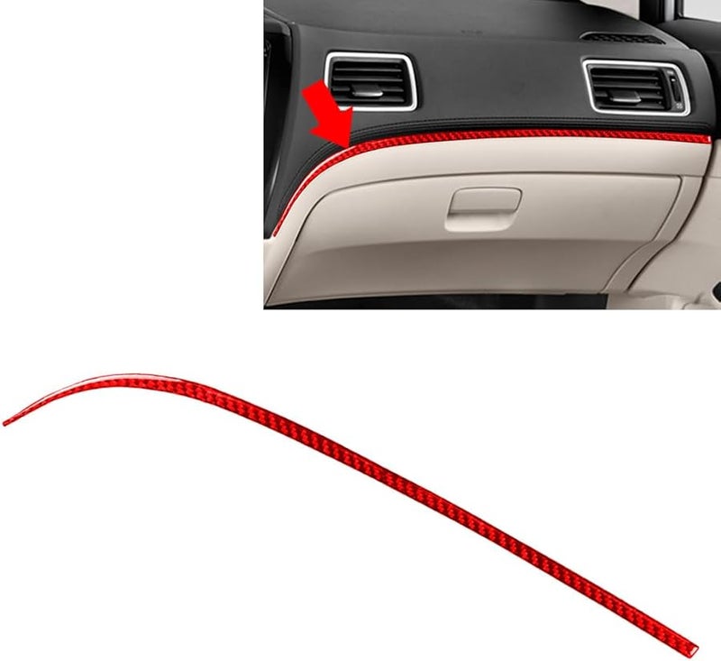 لوحة لوحة القيادة من ألياف الكربون الحمراء لتزيين هوندا سيفيك الجيل التاسع 2013-2015 - Image 5