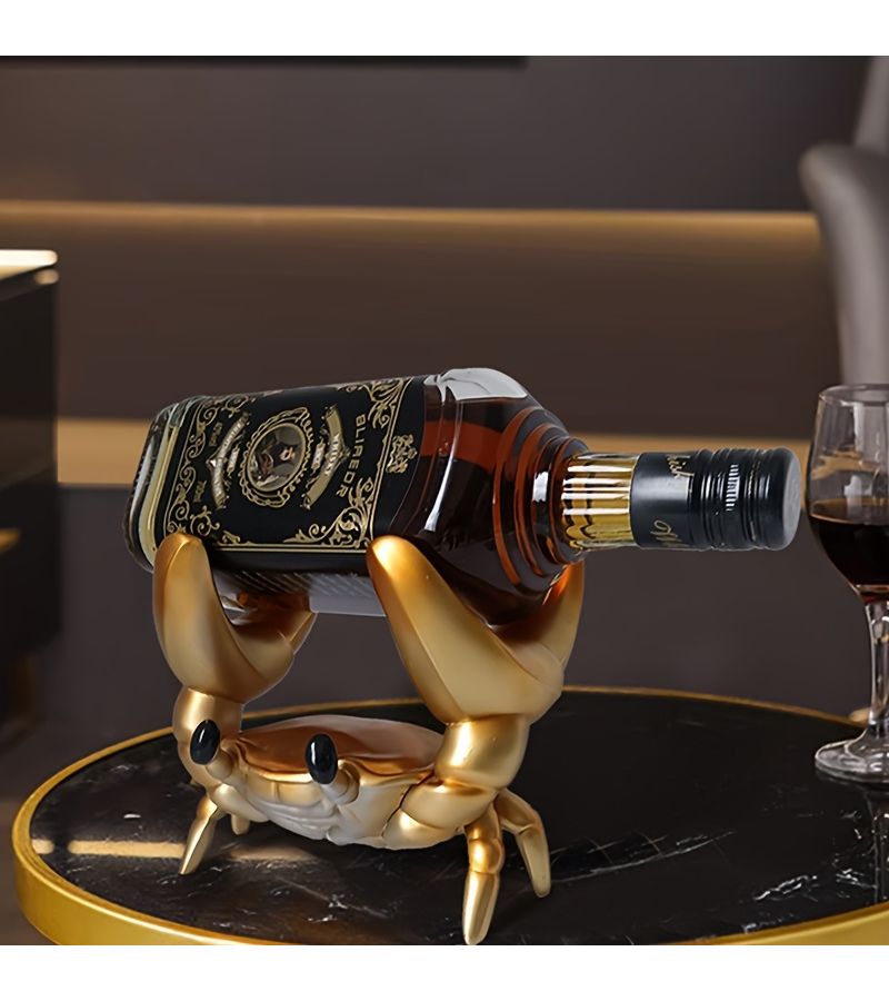 Creative Golden Crab Wine Rack European Style Resin Handcrafted Decorative Organizer For Living Room Home Bar And Kitchen Cabinet Display - Image 2