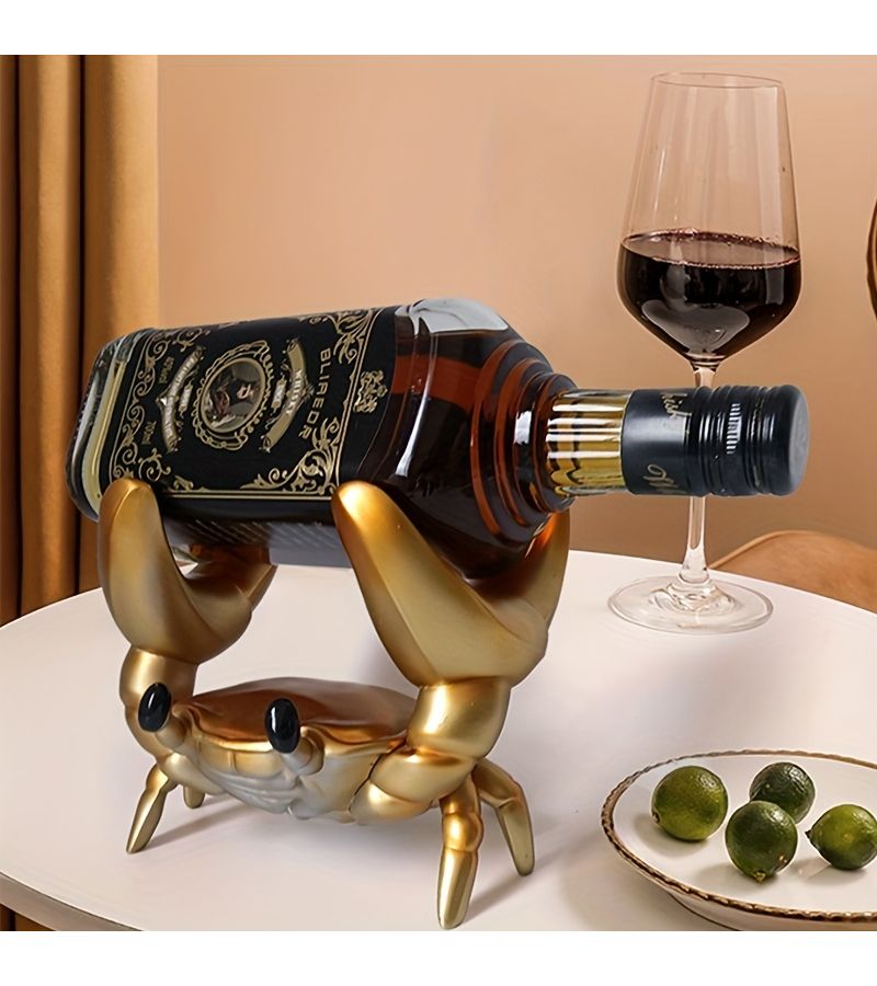 Creative Golden Crab Wine Rack European Style Resin Handcrafted Decorative Organizer For Living Room Home Bar And Kitchen Cabinet Display - Image 4