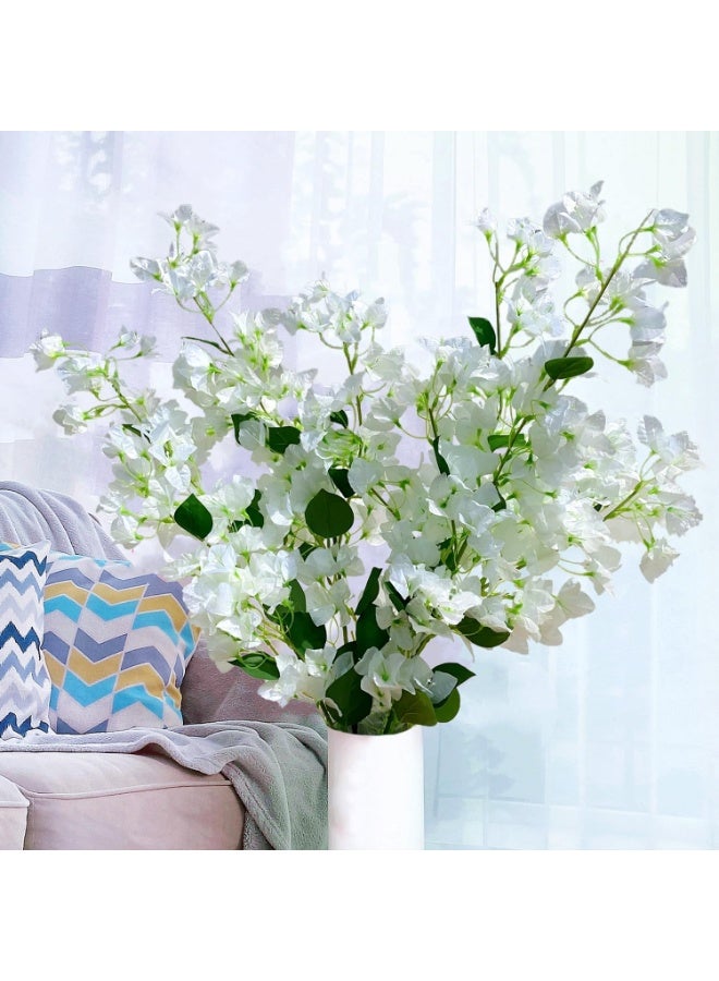 LATIFA Artificial Flowers Silk Bougainvillea Branches With Long Branches Set of 4 WHITE Color - Image 1