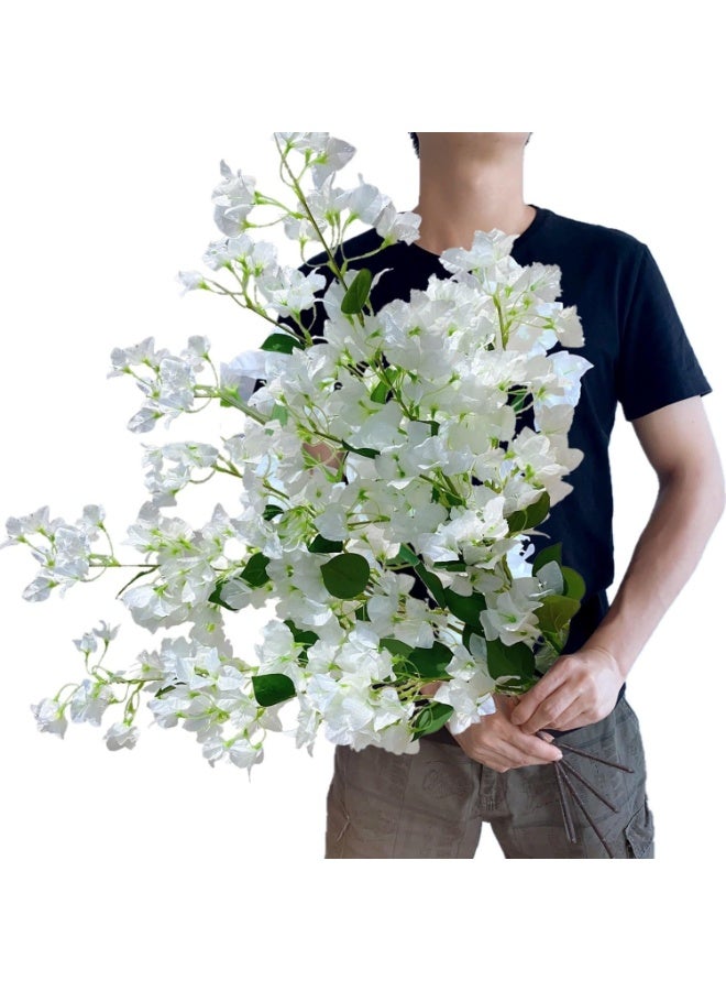 LATIFA Artificial Flowers Silk Bougainvillea Branches With Long Branches Set of 4 WHITE Color - Image 3