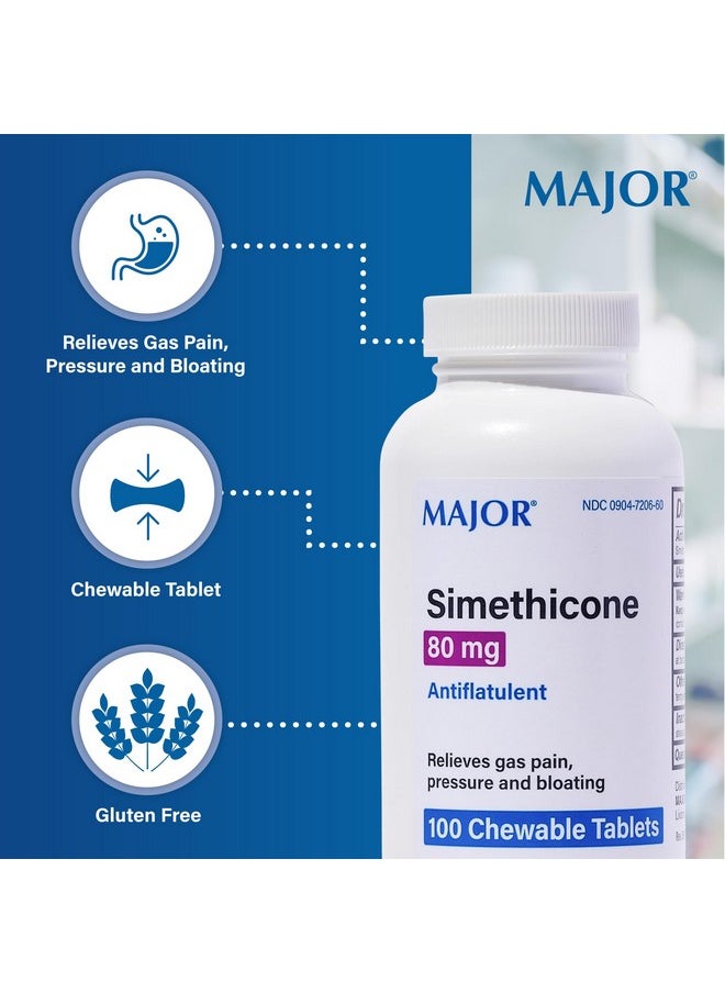 MAJOR MAJOR Simethicone Gas Relief 80 mg - Anti Flatulence, Bloating and Gas Pressure Aid - 100 Chewable Tablets (3 Pack)  - Image 4