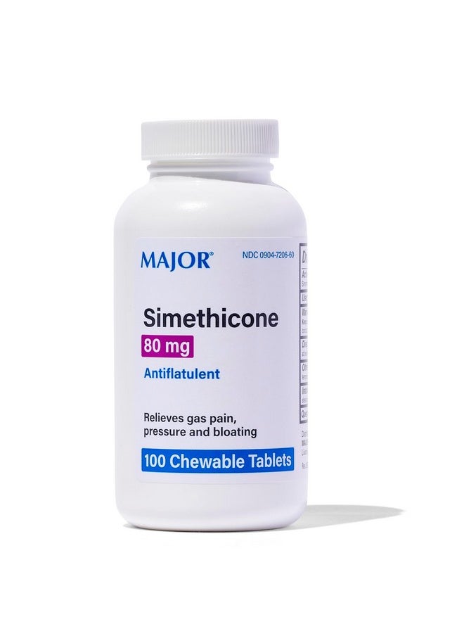 MAJOR MAJOR Simethicone Gas Relief 80 mg - Anti Flatulence, Bloating and Gas Pressure Aid - 100 Chewable Tablets (3 Pack)  - Image 1