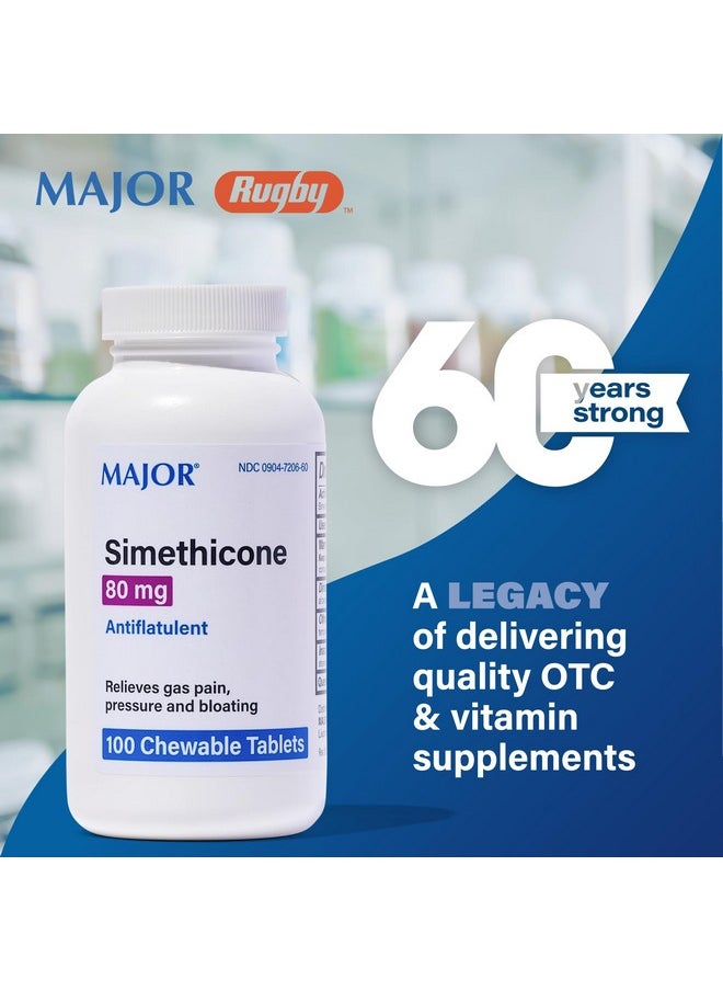 MAJOR MAJOR Simethicone Gas Relief 80 mg - Anti Flatulence, Bloating and Gas Pressure Aid - 100 Chewable Tablets (3 Pack)  - Image 2