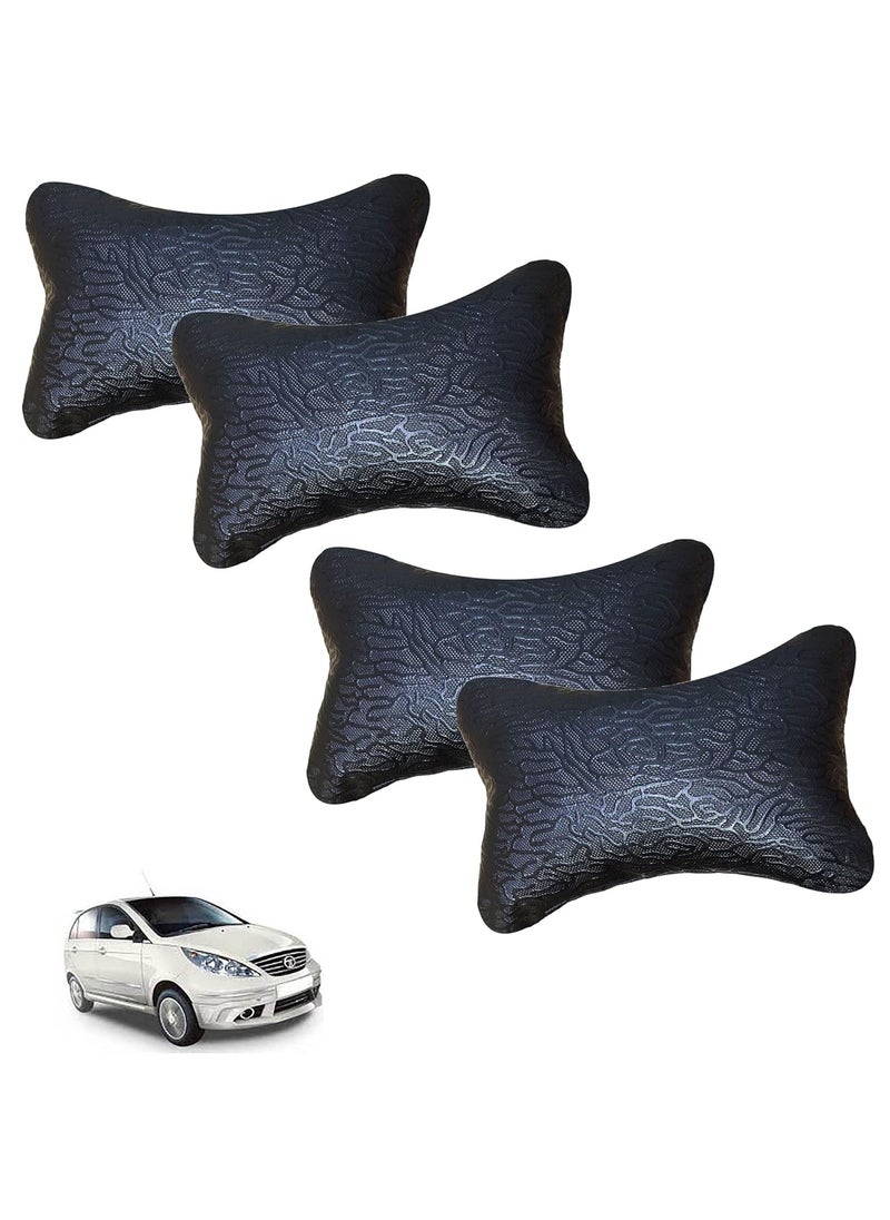 Adroitz Adroitz Kandid Abstract Print Black Car Neck Pillow Classic LookSet of 4 for Indica Vista_PR146  - Image 1