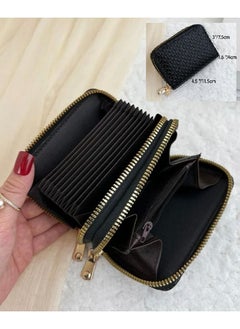 SOSEKO Credit Card And Money Wallet Holder Double Layer Zipper Black  - Image 1