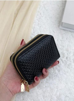SOSEKO Credit Card And Money Wallet Holder Double Layer Zipper Black  - Image 2