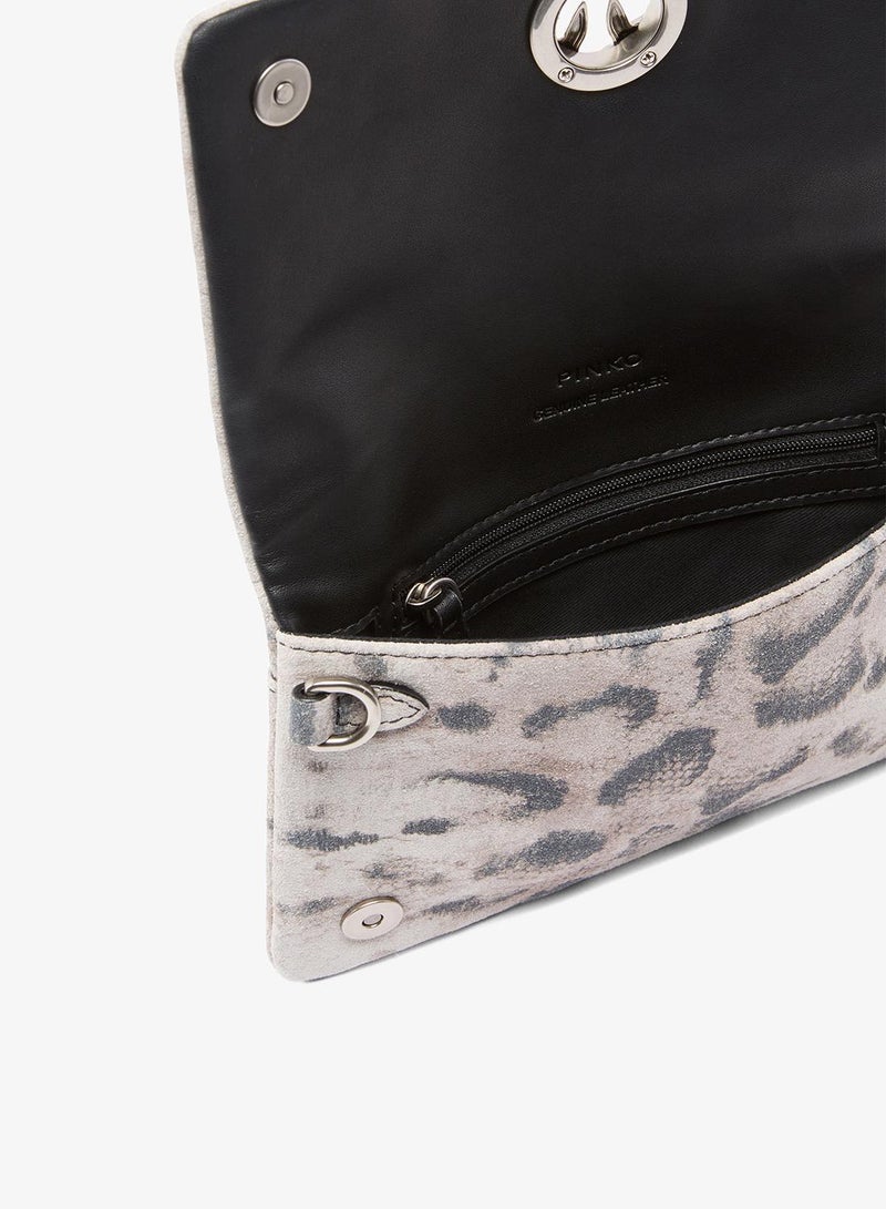 PINKO Love Bag Click Soft Mini crossbody in python-print suede - Image 5