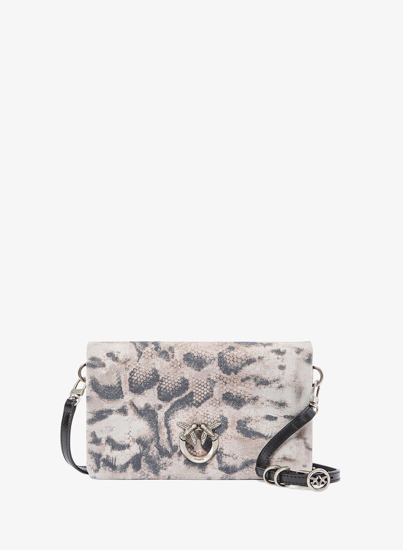 PINKO Love Bag Click Soft Mini crossbody in python-print suede - Image 2