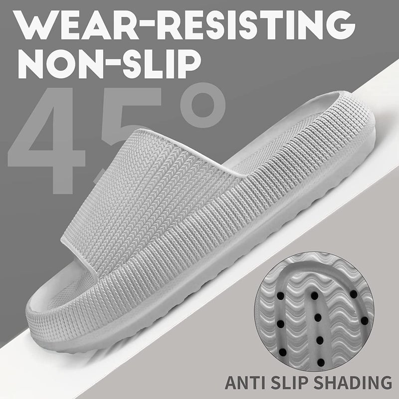 Non-Slip Thick Cloud Slides for Women and Men, Fast-Dry Pillow Slippers for Shower Home Spa Beach - Image 3