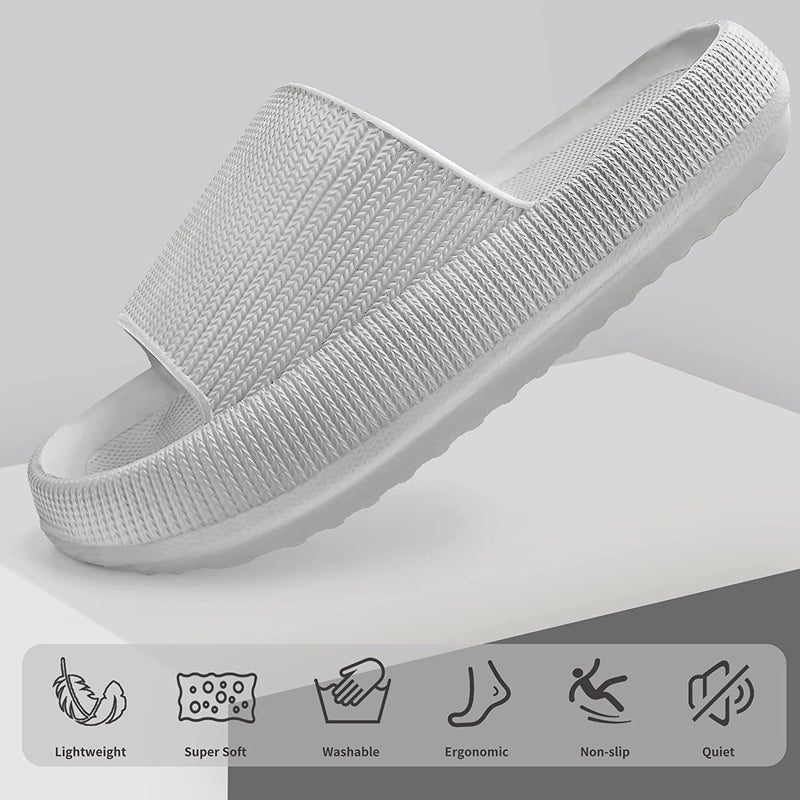 Non-Slip Thick Cloud Slides for Women and Men, Fast-Dry Pillow Slippers for Shower Home Spa Beach - Image 2