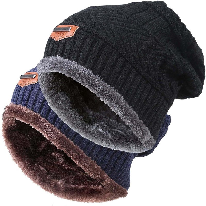 HINDAWI Winter Beanie Hat for Boys Girls (5-14 Years) Slouchy Beanie Windproof Warm Knit Kids Skull Cap - Image 1