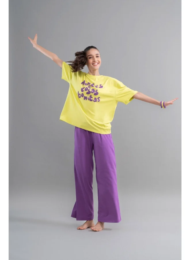 NeceSera Lime Purple Cotton Lounge Set