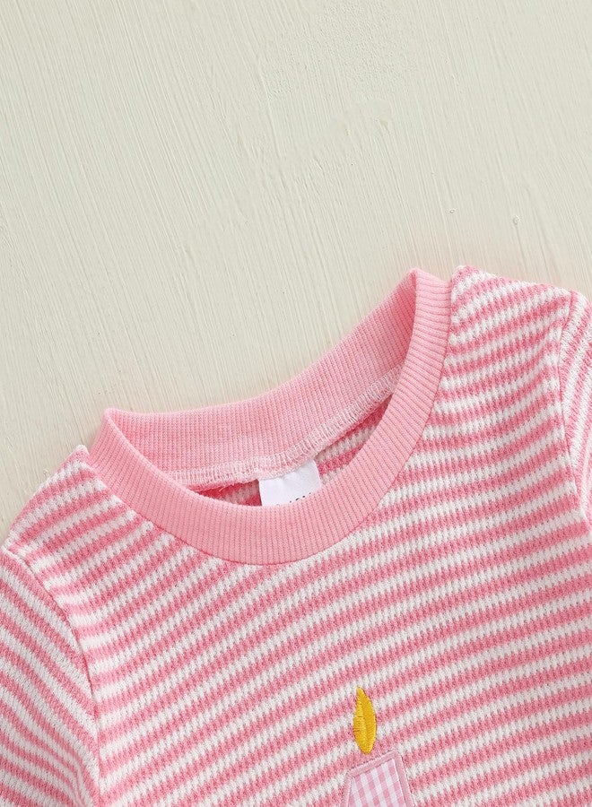 GOOCHEER Fall Baby Girl Boy First Birthday Outfit 1 Cake Long Sleeve Romper Sweatshirt One Year Old Bubble Clothes (Pink, 12-18 Months) - Image 3