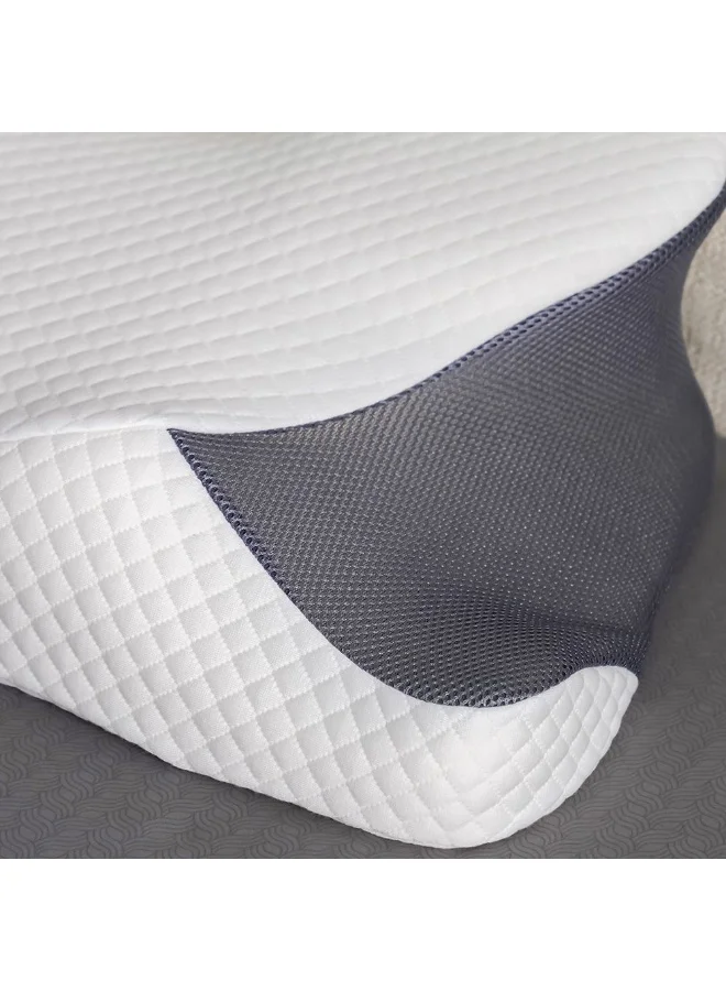 DANUBE HOME Repose Double Jacquard 3D Mesh Ergo Pillow Ergonomic Neck Support Pillow for Better Sleep Soft, Breathable, And Comfortable Pillow for Restful Nights 66x38x17cm