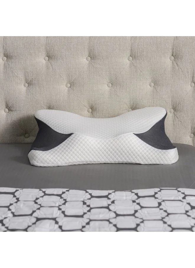 DANUBE HOME Repose Double Jacquard 3D Mesh Ergo Pillow Ergonomic Neck Support Pillow for Better Sleep Soft, Breathable, And Comfortable Pillow for Restful Nights 66x38x17cm