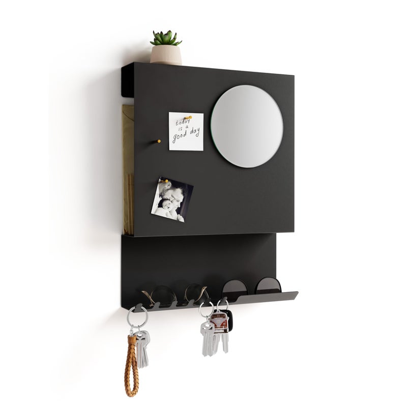 PeachyModern Key Holder Wall Mount and Mail Organizer - Hide Your Mail with a Modern and Minimal Look (Black) - Image 1