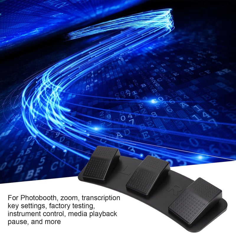 USB Triple Foot Switch Pedal, Multifunctional Ergonomic 3 Key Programmable Foot Switch Pedal for Gaming Factory Testing Transcription Media Control ((photoelectric)) - Image 3