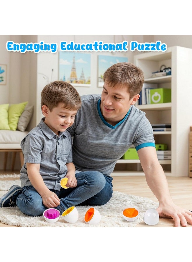 HansGo ألعاب البيض المطابقة من HANSGO للأطفال الصغار، 6 ألعاب بيض عيد الفصح مع علبة تخزين، مجموعة تعليمية لمطابقة الألوان والأشكال - Image 2
